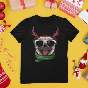 Funny Christmas T-Shirt Merry Pugmas Pug Santa Reindeer S M L XL XXL Gift
