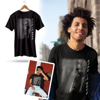Life is Good Drake Shirt Drake T Shirt Drake Merch  DRAKE T-Shirt Print on Front Black