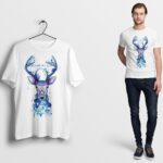 Harry Potter T-Shirt Top Shirt Hogwarts Deer Animal Blue White