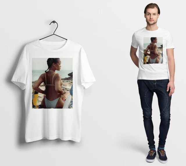Rihanna Sexy Women T Shirt Hot Body Beach White Man