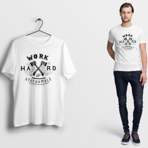 Working Hard T Shirt Gym Training Running No Excuses Stay Humble Tee White