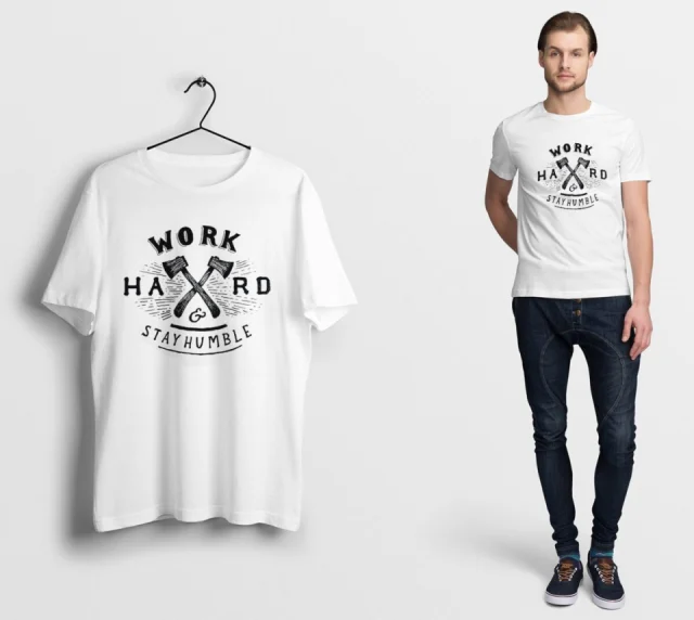 Working Hard T Shirt Gym Training Running No Excuses Stay Humble Tee White