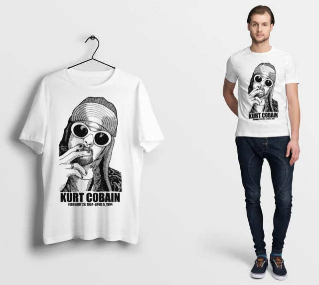 Kurt Cobain T Shirt Nirvana Rock Tee