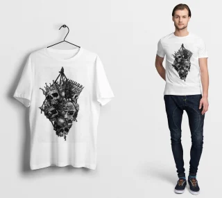 Demon Skulls Mens T-Shirt gothic rock skull goth skeleton alternative biker Kings Monarchy