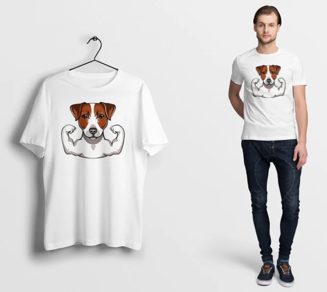 Solid Short Sleeve T Shirt Jack Russell Terrier - New Black Ringer Cottonmuscle Men's T Shirts