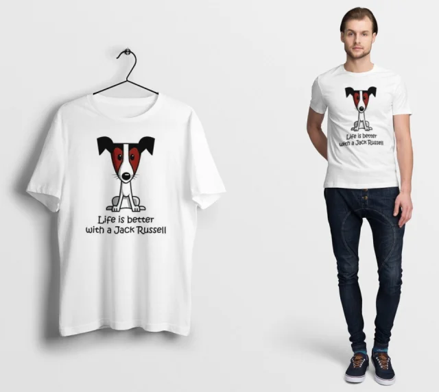 Dog Lover T Shirt Life is better with Jack Russell Terrier - New Black Ringer Cotton muscle Men's T Shirts