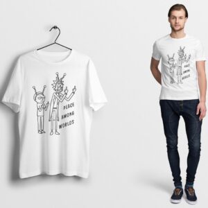 Peace Among Wordls Rick and Morty T Shirt Cartoon Wubba Lubba Dub Dubb Tee Funny