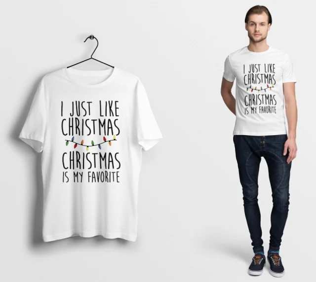 Slogan Christmas T Shirt Santa Gift Funny Men Xmas is my Favorite