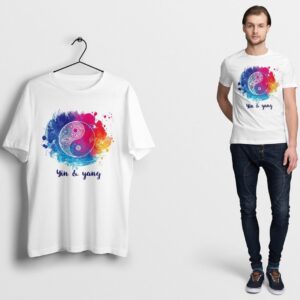 Yin Yang Shirt Mens T-Shirt Top Tshirt Unisex Chinese White Blobby Peace Yoga