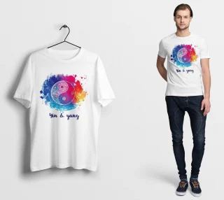 Yin Yang Shirt Mens T-Shirt Top Tshirt Unisex Chinese White Blobby Peace Yoga