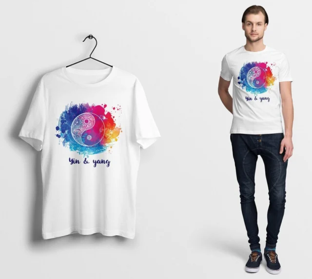 Yin Yang Shirt Mens T-Shirt Top Tshirt Unisex Chinese White Blobby Peace Yoga