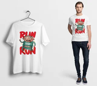 Run Husky Run T Shirt Running Gym Training Marathon Funny Fat Burner Crazy Sprint