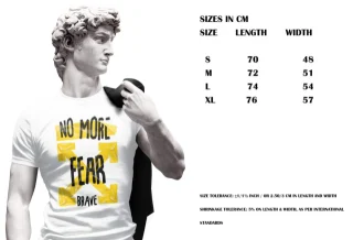 No More Fear Brave T shirt Yellow Motivation White S M L XL XXL streetwear — alternate view