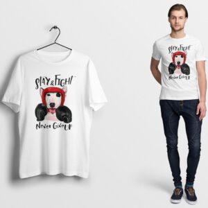 Pit Bull T Shirt Fighter Dog Never Give Up Motivation White S M L XL XXL streetwear Boxing