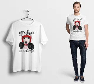 Pit Bull T Shirt Fighter Dog Never Give Up Motivation White S M L XL XXL streetwear Boxing