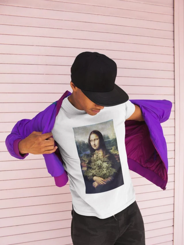 Monalisa  T Shirt marijuana cannabis mary jane White S M L XL XXL