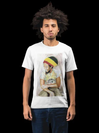 Bob Marley T-Shirt Mens Zion Shirt Vintage Tee Black Reggae Rasta One Love