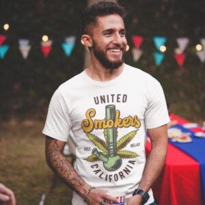 Smoker T-Shirt California Mens Weed Bongo Reggae Rasta One Love
