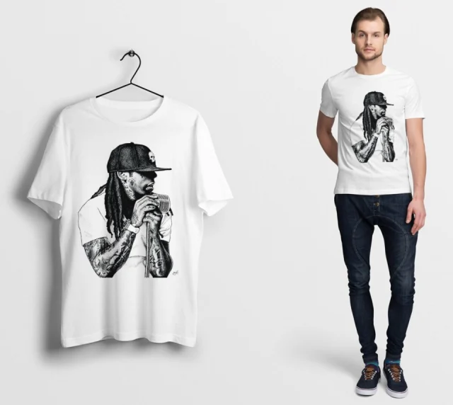 Wayne Lil Shirt T-Shirt Black Size Mens Hip Hop New Xl Tshirt Cotton Money