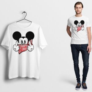 Mickey Bandit T Shirt Biker Tee Middle Finger Gangsta White S M L XL XXL