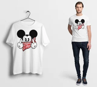 Mickey Bandit T Shirt Biker Tee Middle Finger Gangsta White S M L XL XXL