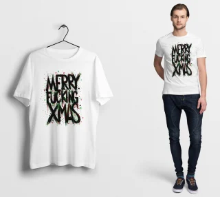 Merry Fcuking Slogan Christmas T Shirt Santa Gift Funny Men Xmas is my Favorite