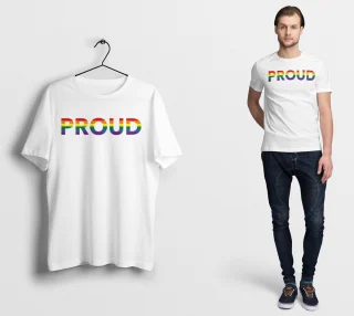 Proud T Shirt Lgbt Pride Gay Rainbow Slogan S M L XL XXL White — alternate view