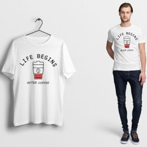 Life begin after coffee T-Shirt Need Coffee Shirt Mens Sleeve And Tops Men's Funny Energy