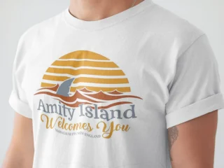 Amity Island T shirt 70 s movie poster T shirt Ideal Gift Present Tee