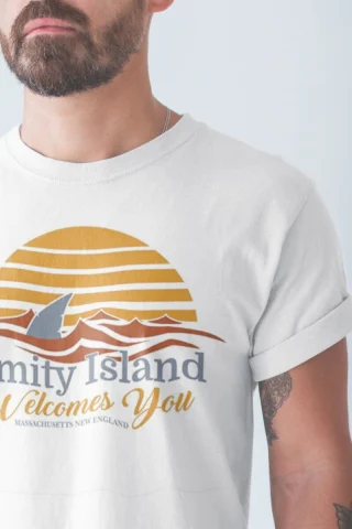 Amity Island T shirt 70 s movie poster T shirt Ideal Gift Present Tee — alternate view