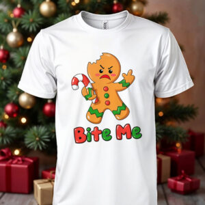 Bite Me TShirt Gingerbread Christmas Santa  Xmas