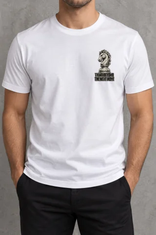 Think Beyond Chess Knight T-Shirt — White front view
