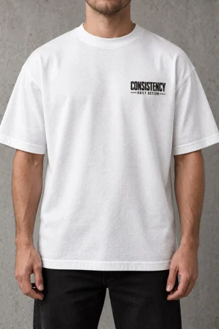 Consistency Graphic T-Shirt — Classical Statue Back Print — White front view