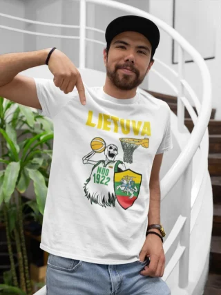 Lithuania Basketball Skeleton Graphic T-Shirt — alternate view