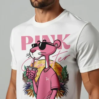 Pink Panther Bubble Tea Graphic T-Shirt — alternate view