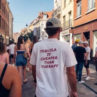 Tequila Is Cheaper Than Therapy Back Print T-Shirt — alternate view