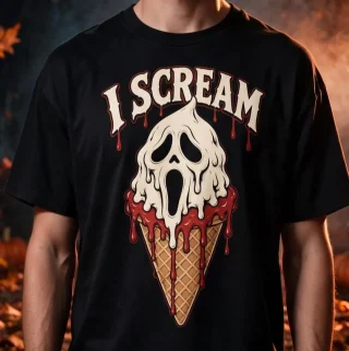 I Scream Ghost Ice Cream Halloween T-Shirt — alternate view
