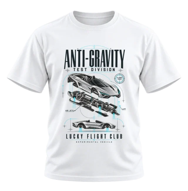 White T-shirt with the Anti-Gravity Test Division front illustration
