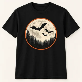 Midnight Moon & Bats Halloween T-Shirt